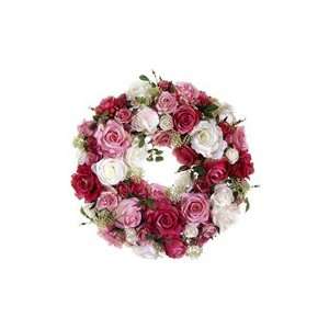   Artificial Silk Rose Evergreen Wreaths 15.5