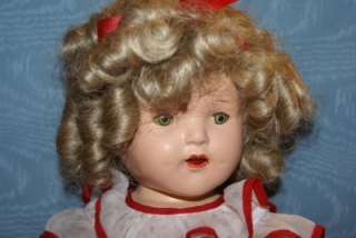   COMPOSITION SHIRLEY TEMPLE doll UNMARKED mechanical eyes teeth  