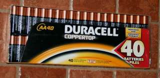 DURACELL COPPERTOP, 40 AA BATTERIES PILES, FAST S & H  