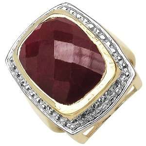  11.30 Carat 14K Gold Plated Genuine Ruby Sterling Silver 