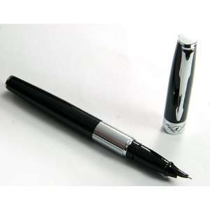  Classic Black Fountain Pen Chrome Carved Ring & Tip with 