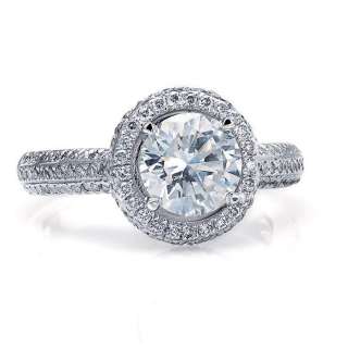 17ct F SI1 Round Halo Set Diamond Engagement Ring 14k White Gold