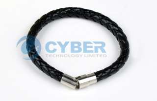   Leather and Stainless Steel Braided Bracelet Wristband Jewelry Hot