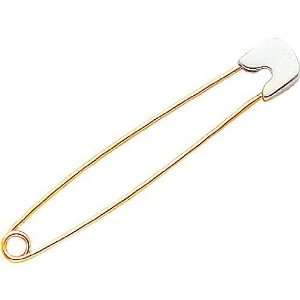 14K Two Tone Gold Moveable Large Safety Pin Charm Jewelry
