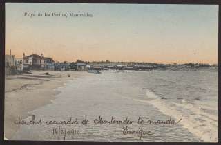 URUGUAY POSTCARD MONTEVIDEO PLAYA DE LOS POCITOS BEACH 1910 BEAUTIFUL 