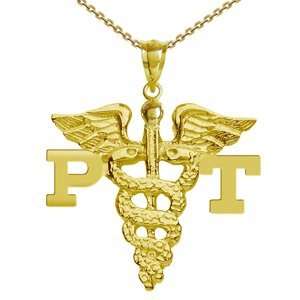   Physical Therapy PT Charm with Necklace in 14K Gold   20IN Jewelry