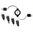 USB 2.0 A male to A female Retractable Cable w/4 Adapter Tips