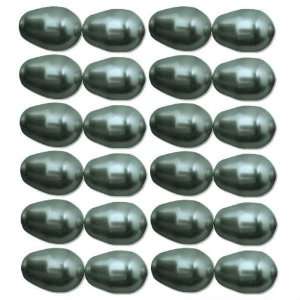   50 Dark Gray Swarovski Crystal Drop Pearl Beads 11x8mm