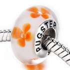 Pugster Orange Clover White Murano Glass 925 Sterling Silver Beads 