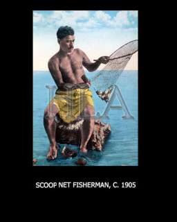 Hawaii Fishing Art Scoop net Fisherman 3149  