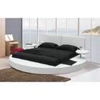   Contemporary White Leatherette Round Platform King Bed w/ Headboard