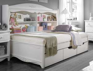 Youth White Full Bookcase Platform Bed  