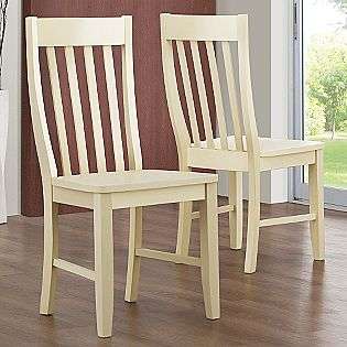 Slat Back Cream White Chairs (Set of 2)  Oxford Creek For the Home 