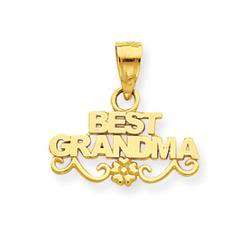 14K Solid Gold Best Grandma Charm FREE WORLDWIDE SHIPPING  