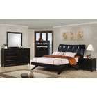 Coaster 4pc Queen Size Bedroom Set in Black Faux Leather Cappuccino 