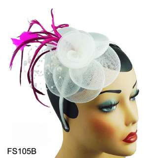 Flower Veil Feather Hair Band Headband Fascinator 4 Colors Available 
