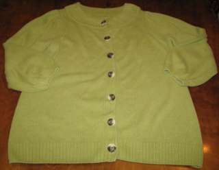   Womens Long Knit Cardigan Sweater Plus size 1X Linen/Cotton ~Green