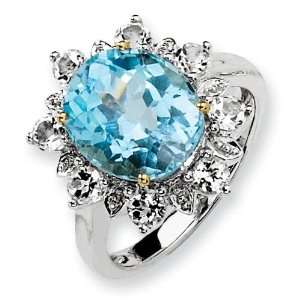  Sky Blue White Topaz Ring in Sterling Silver Jewelry