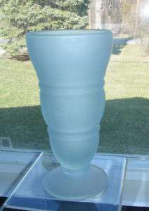 INDIANA GLASS SODA FOUNTAIN BLUE FROSTED TALL FOOTED  