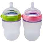 Comotomo Natural Feel Baby Bottle Double Pack, Green/Pink
