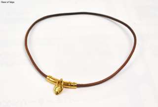 Auth HERMES Heart Charm Brown Leather Bracelet Necklace  