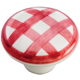 Belwith Hickory P2180 WRCK Red Checker White Porcelain Cabinet Knob 