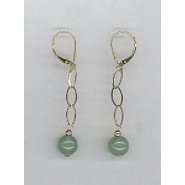 Green Jade and link chain Dangle Earrings. 14k Yellow Gold at  