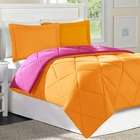   Microfiber Mini Comforter Set in Orange / Fuchsia   Size King