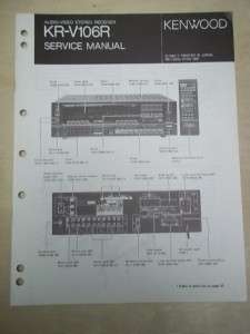 Vtg Kenwood Service/Repair Manual~KR V106R Receiver~Original  