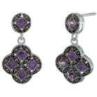 Sterling Silver Marcasite and Cubic Zircoinia Drop Earrings