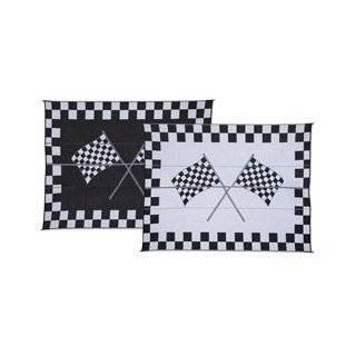 RV Patio Mat 8x20 Racing Flags Finish Line Checkered Flags Awning Mat 