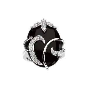   Gold 1/5 ct. Diamond and 22.99 x 17.28 MM Onyx Ring Katarina Jewelry