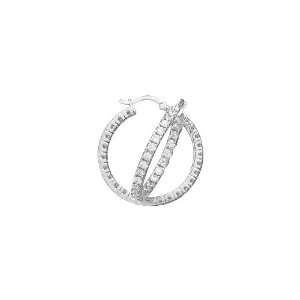  Cubic Zirconia 32 MM In & Out Hoop Earrings Puresplash Jewelry