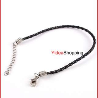 30 pcs New Black Leather Braided Bracelet Cords 3mm  