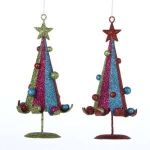 Pack of 36 Christmas Whimsy Colorful Metal Glitter Tree Holiday 