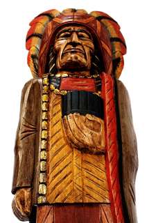 Zimporter 4 Foot Tall Solid Wood Cigar Store Indian Holding Cigars 