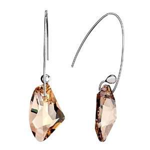   Gifts Topaz Austrian Crystal Champagne Color Dangle Earrings For Women