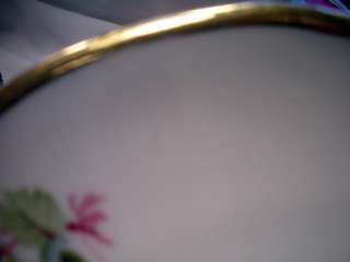 VINTAGE GERMANY 29 CHINA PLATE PINK YELLOW ROSE SCALLOPED GOLD TRIM 