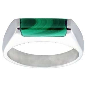  Sterling Silver Thin Malachite Ring size 7 Jewelry