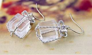   New Fashion Jewelry womens silver crystal box earring stud  