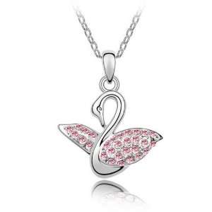   Swan Song Pendant with 18in 18k White RGP Chain Elegant Gem Fashion
