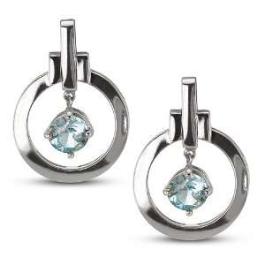  Long Drop Bail Circular Earrings With Genuine 6 MM Round 