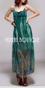 NEW Empire Waist Turquoise Chiffon Maxi Dress  