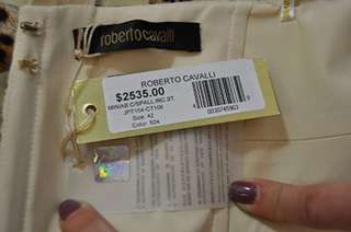 New $2535 Roberto Cavalli Dress Cream/Brown/Black Sz 42  