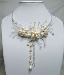 WIRED FLOWER CHOKER WITH MOP PEARL QUARTZ  