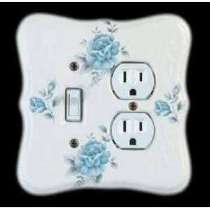 Switchplates Blue Porcelain, Bouquet Toggle/Outlet wall plate