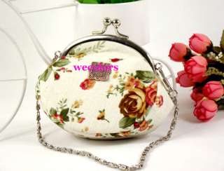 Fashion Lady Rose Flower Coin Bag Wallet Purse Chain wt  