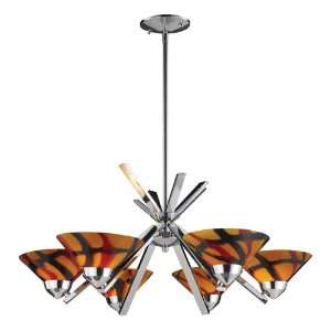  6 LIGHT CHANDELIER IN POLISHED CHROME AND JASPER GLASS W 