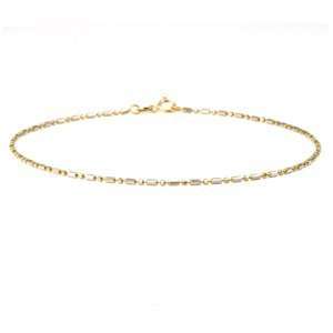 14k Yellow & White Gold Diamond Cut Bead Anklet (9 3/4) Jewelry