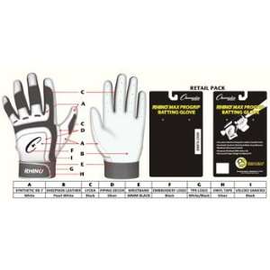  Rhino Max Pro Grip Batting Gloves   Youth X Large   Sold 